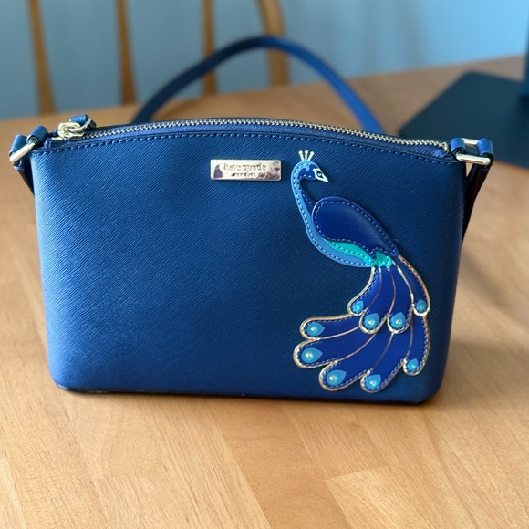 kate spade Handbags - Kate Spade Blue Peacock Appliqué Crossbody Bag